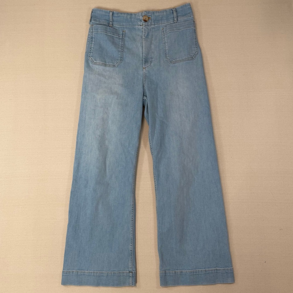 Maeve Anthropologie The Colette Wide Leg Jeans Light Wash Blue Size 32T